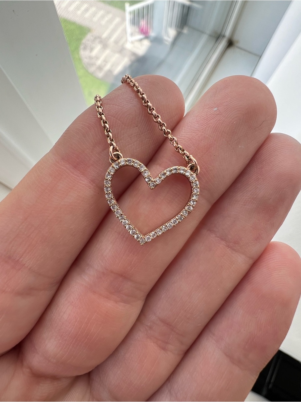 Kate Spade rose gold rinestone heart necklace - Picture 1 of 7